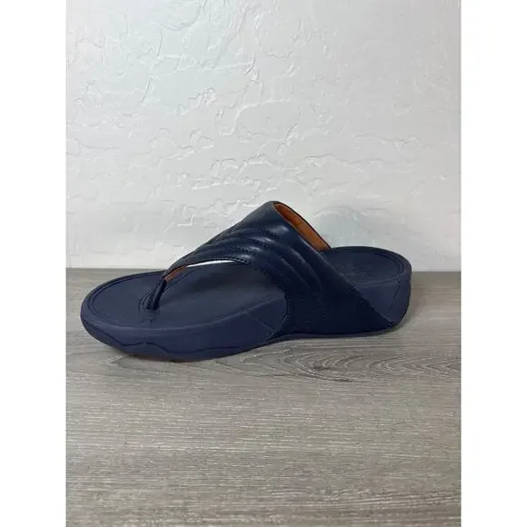 FitFlop Walkstar Toe-Post Thong Sandal Leather Upper Midnight Navy US 6.5‎ NIB - Picture 3 of 7